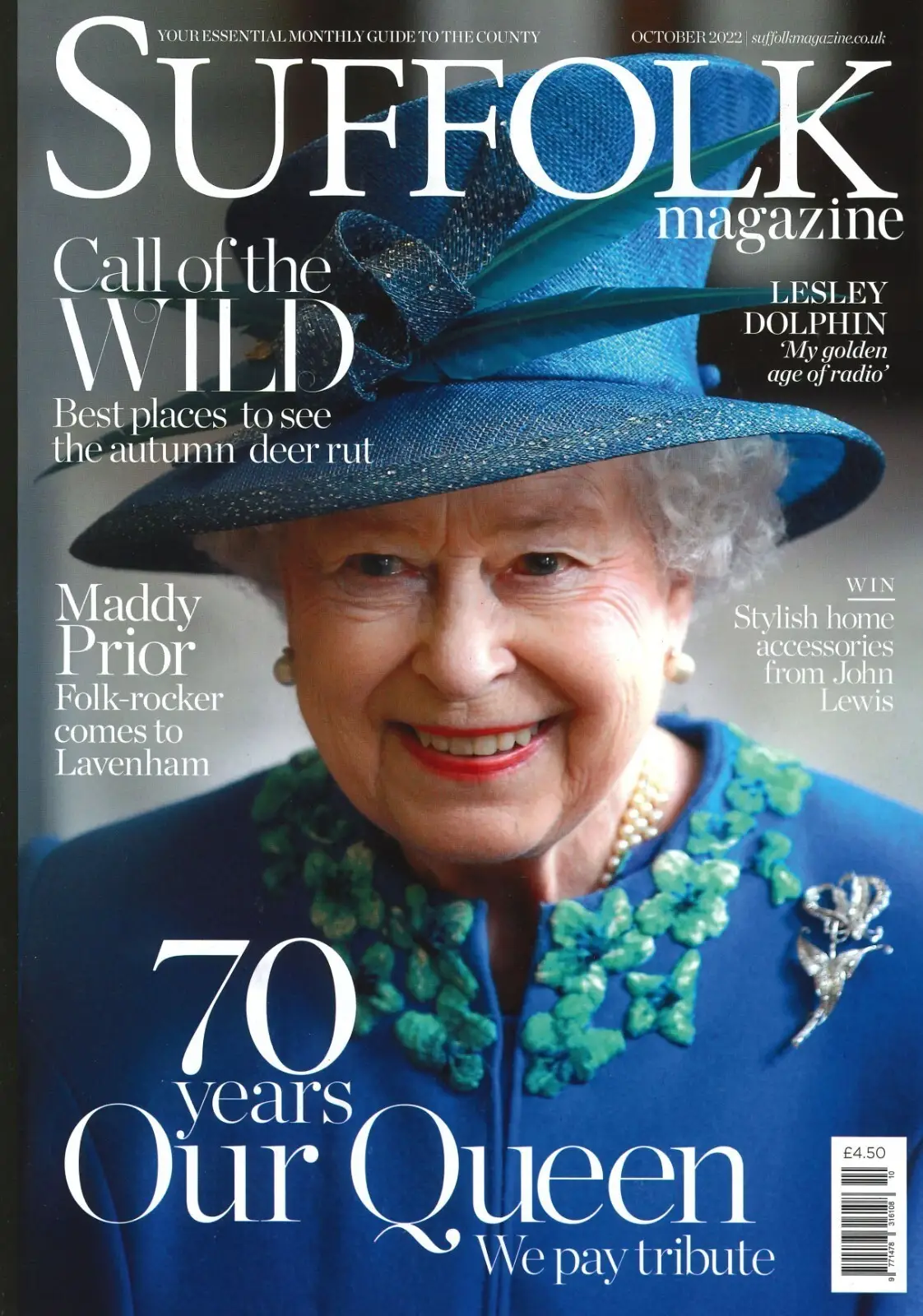 Suffolk Magazine, Queen Elizabeth, Maddy Prior, Lesley Dolphin, October 2022