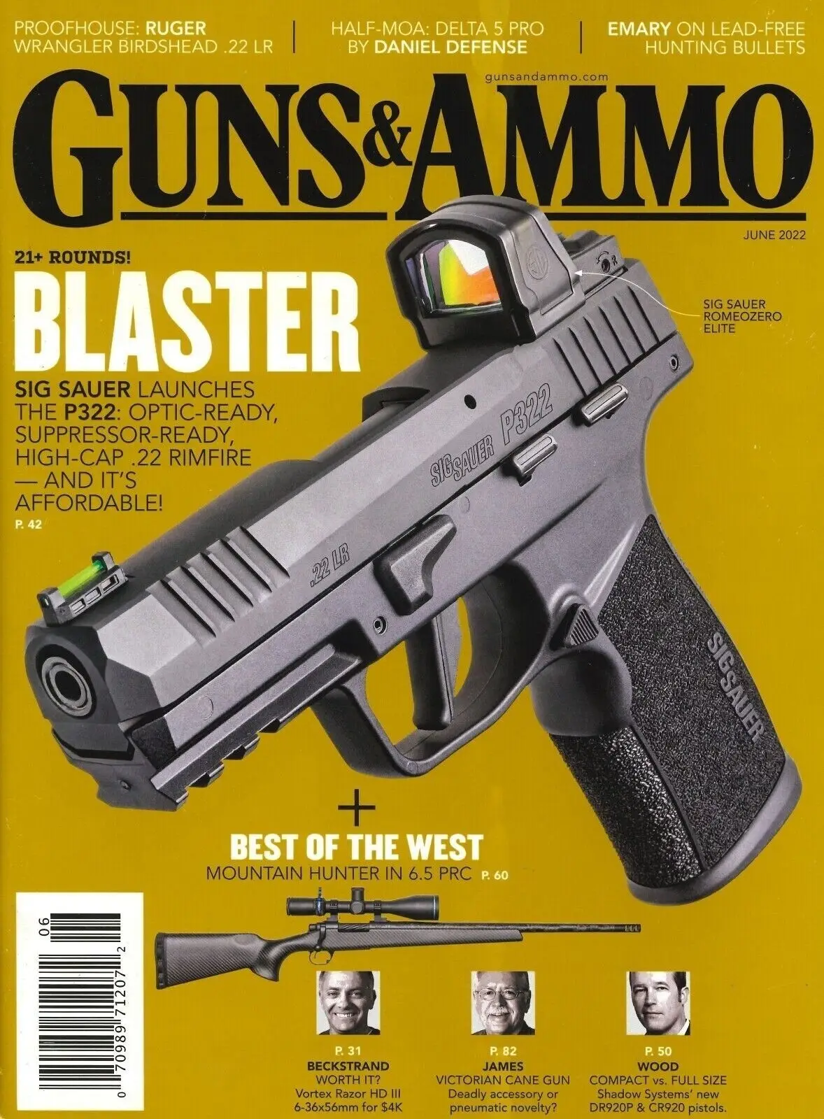 Guns &amp; Ammo Magazine Sig Sauer P322 Pistol, Delta 5 Pro Rifle, Air-Gun June 2022