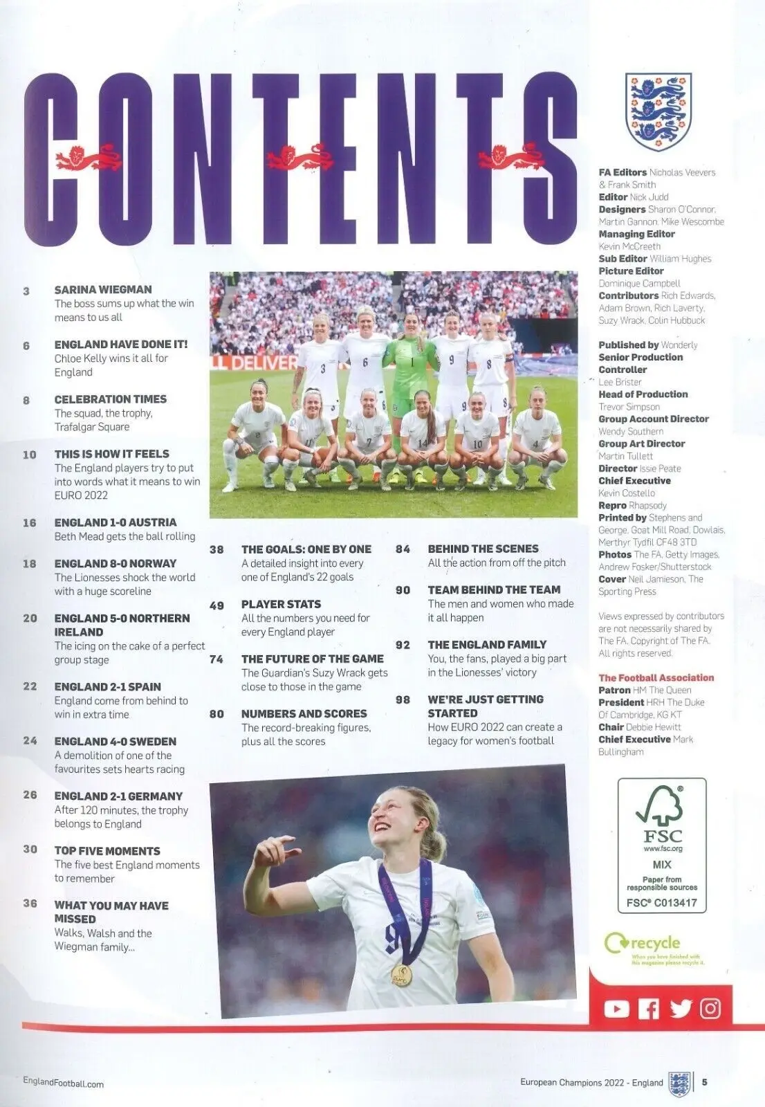 FA's Official Women's 2022 Euros Souvenir Magazine England Football Champions - image 2 | Free standard UK delivery included | Discount Quality Products