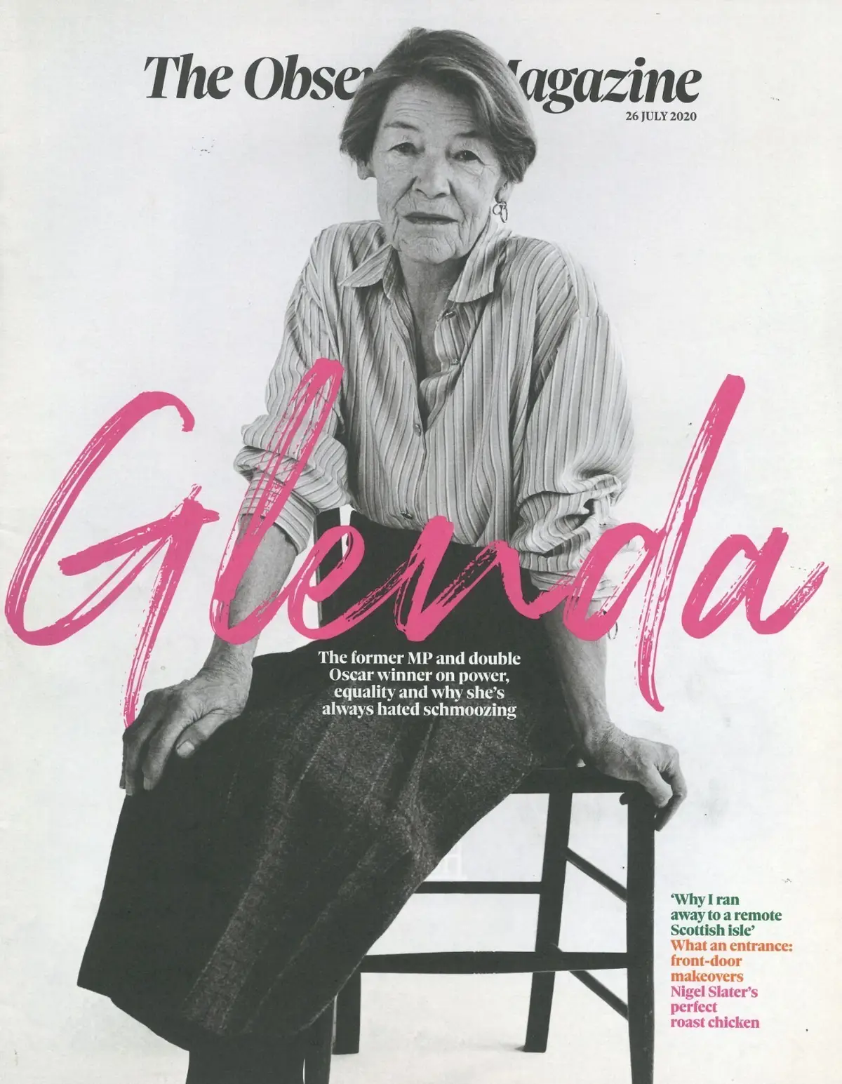 Observer Magazine: Glenda Jackson, Chiwetel Ejiofor, Oliver Spencer, 26.7.20