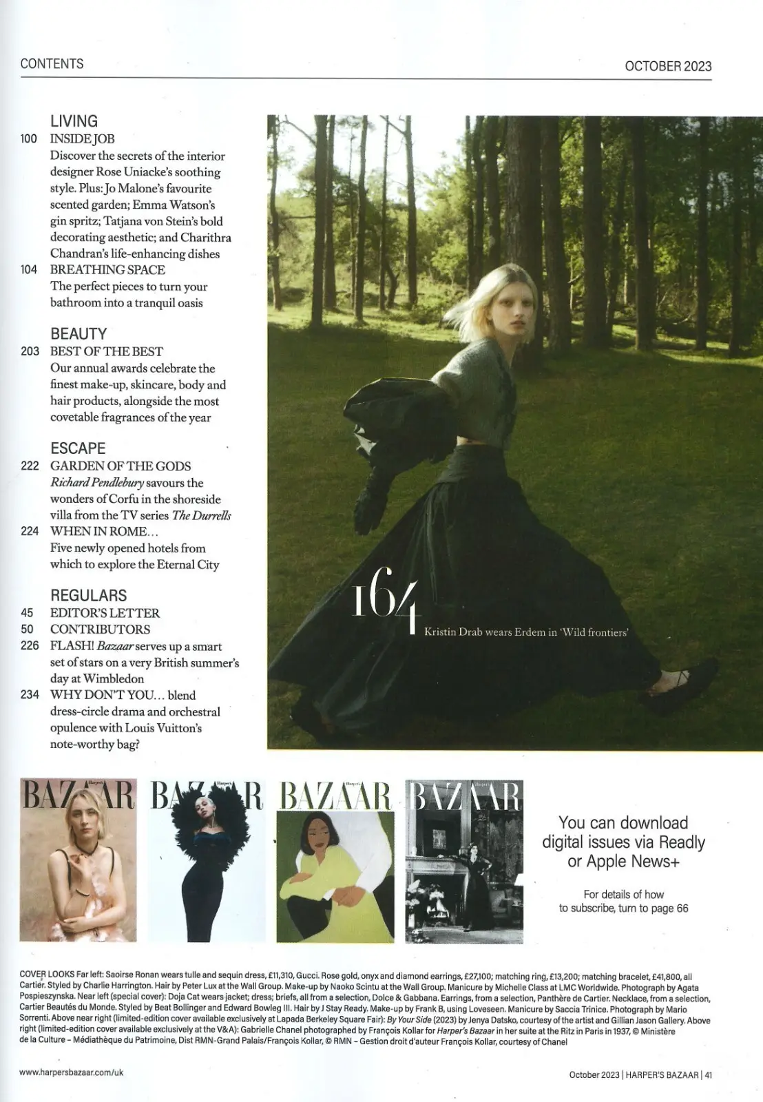 Harper's Bazaar Magazine: Saoirse Ronan, Camille Cottin, Doja Cat, Oct 2023 - image 3 | Free standard UK delivery included | Discount Quality Products