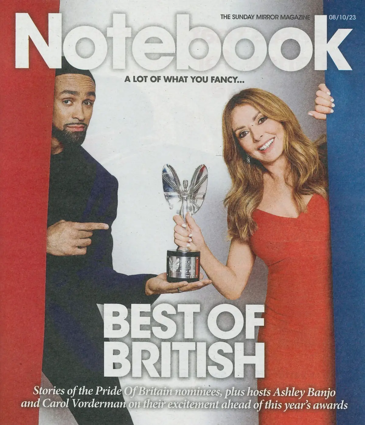 Sunday Mirror Notebook Magazine: Carol Vorderman, Ashley Banjo, Fashion, 8.10.23