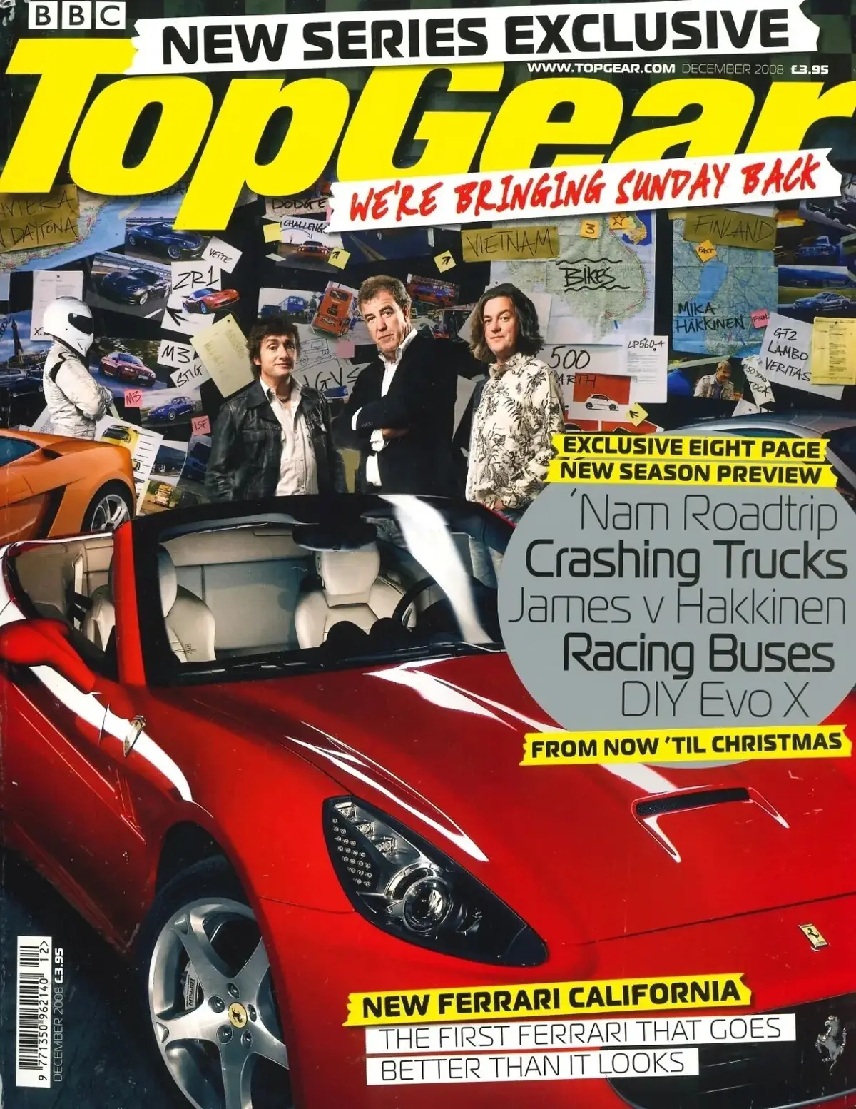 BBC Top Gear Magazine: Issue #185, Ferrari California, Mercedes, BMW, Dec 2008