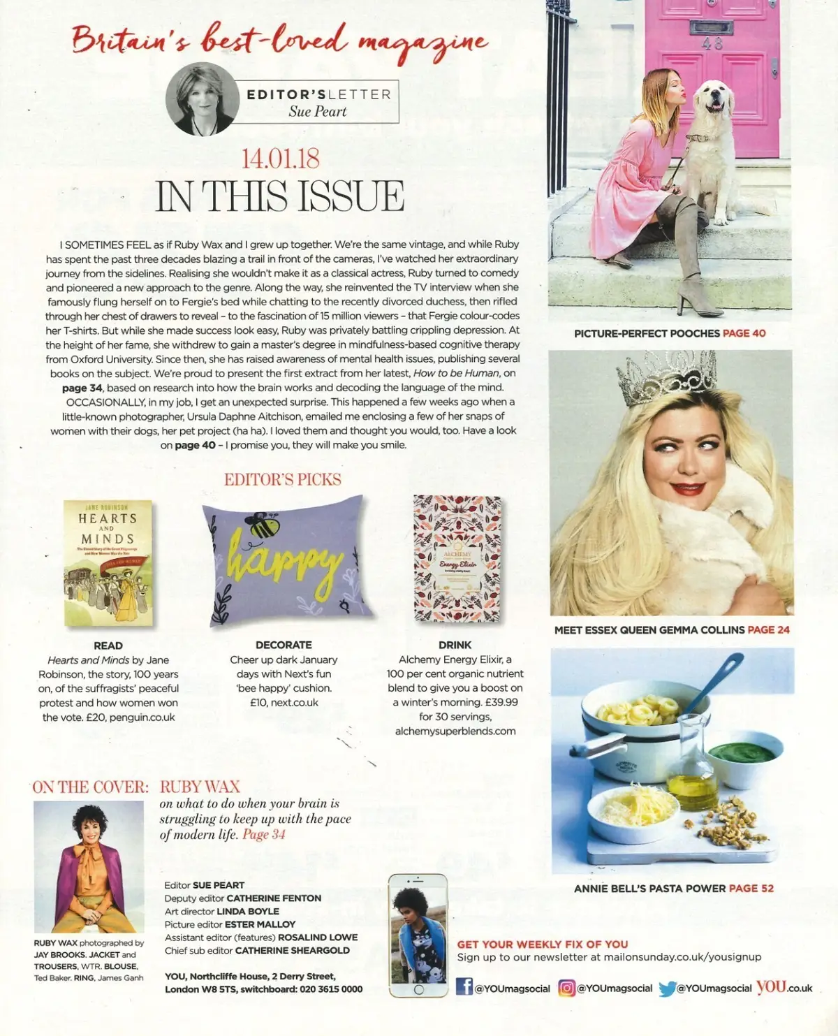 You Magazine: Ruby Wax, Gemma Collins, Annie Bell, Fashion Styles, 14.1.18 - image 2 | Free standard UK delivery included | Discount Quality Products