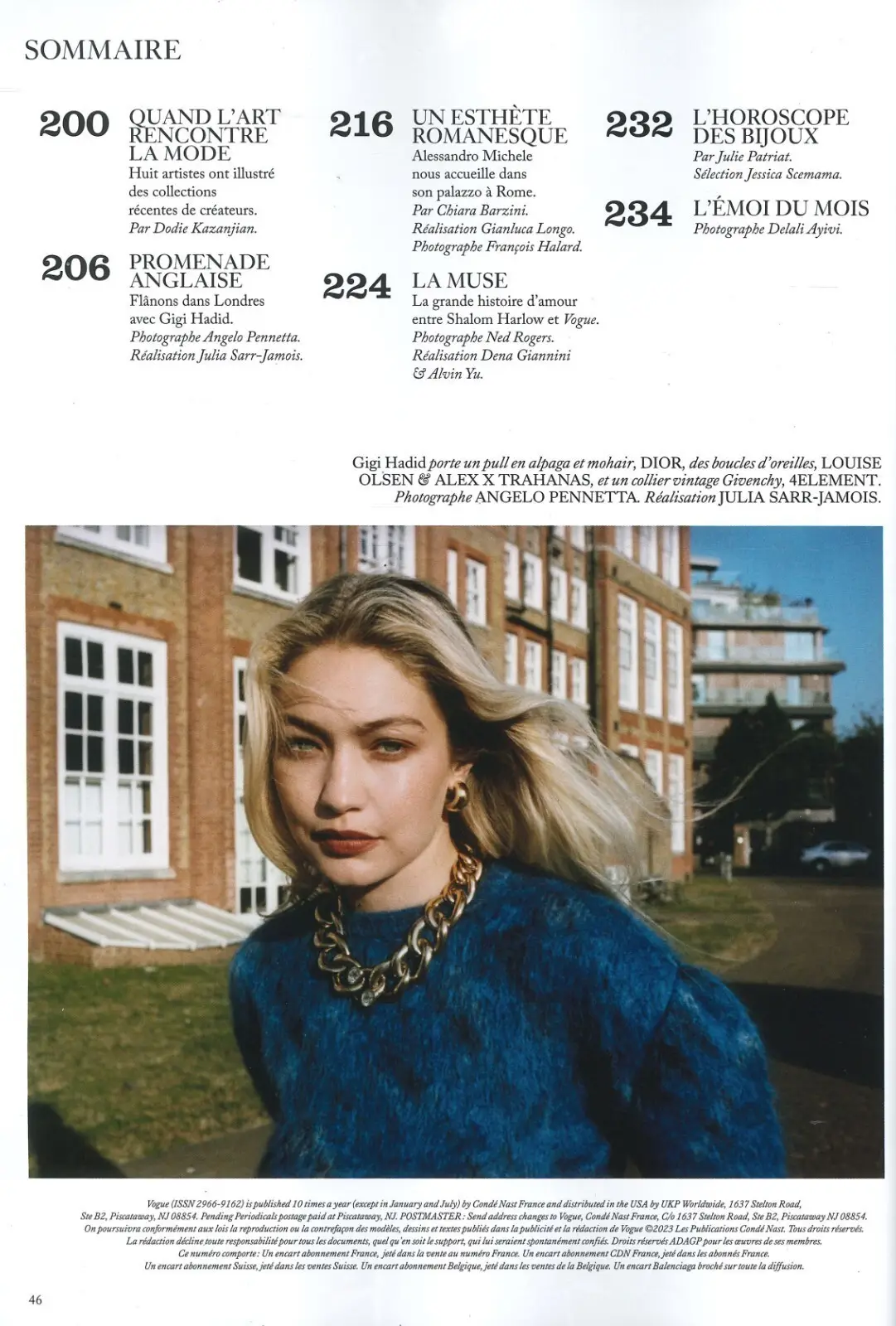 Vogue France Magazine French Language, Gigi Hadid, Solange Smith, Dec/Jan 2024 - image 4 | Free standard UK delivery included | Discount Quality Products