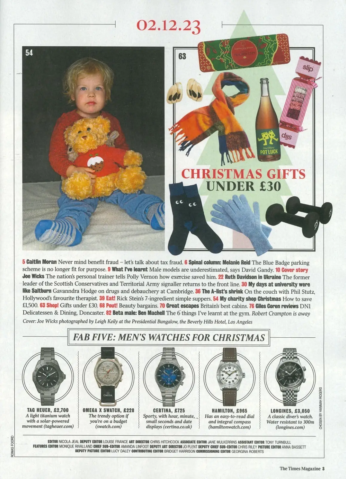 Times Magazine: Joe Wicks, David Gandy, Ruth Davidson, Christmas Gifts, 2.12.23 - image 2 | Free standard UK delivery included | Discount Quality Products