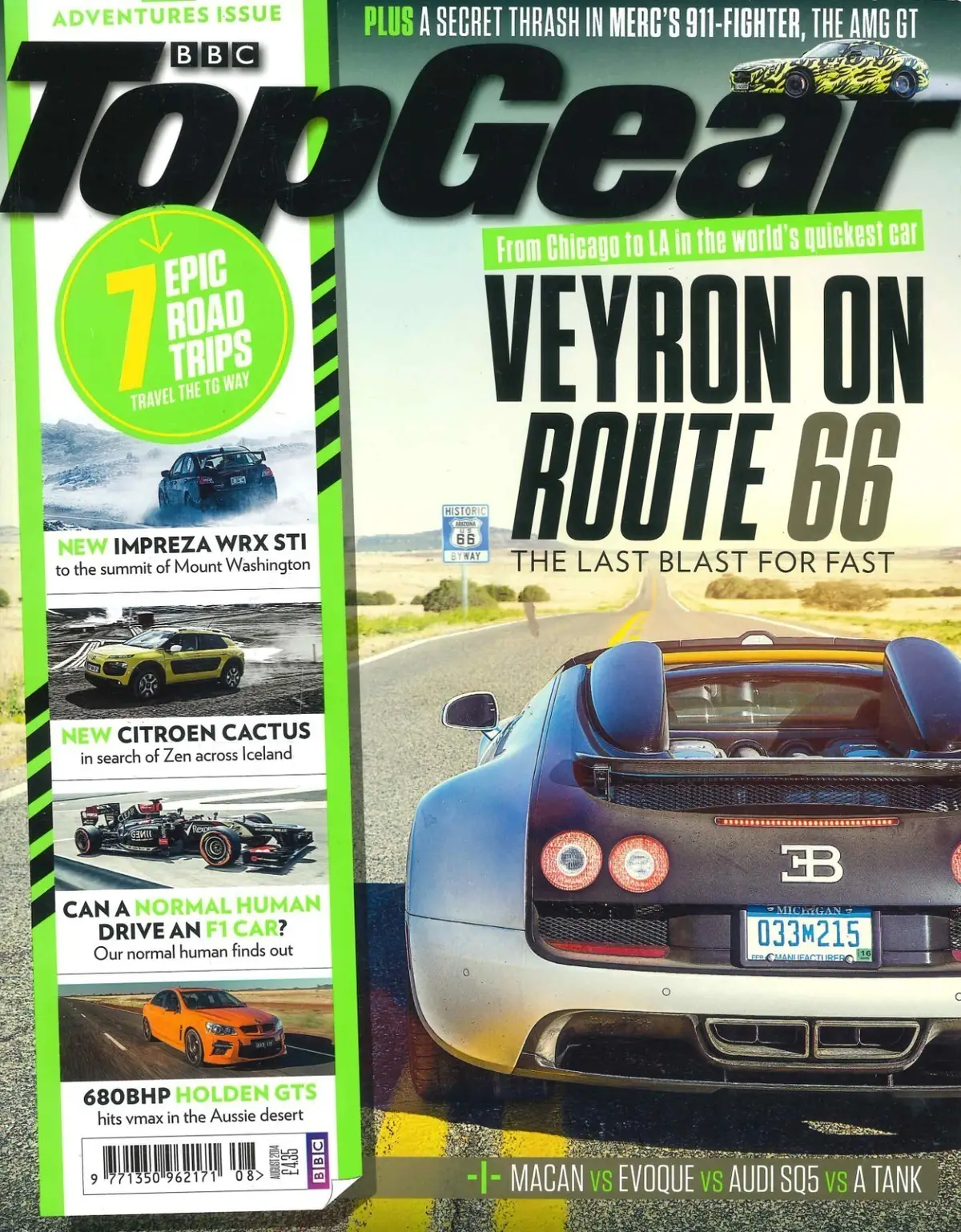 BBC Top Gear Magazine Issue #259, Veyron on Route 66, Ferrari, F1, Aug 2014