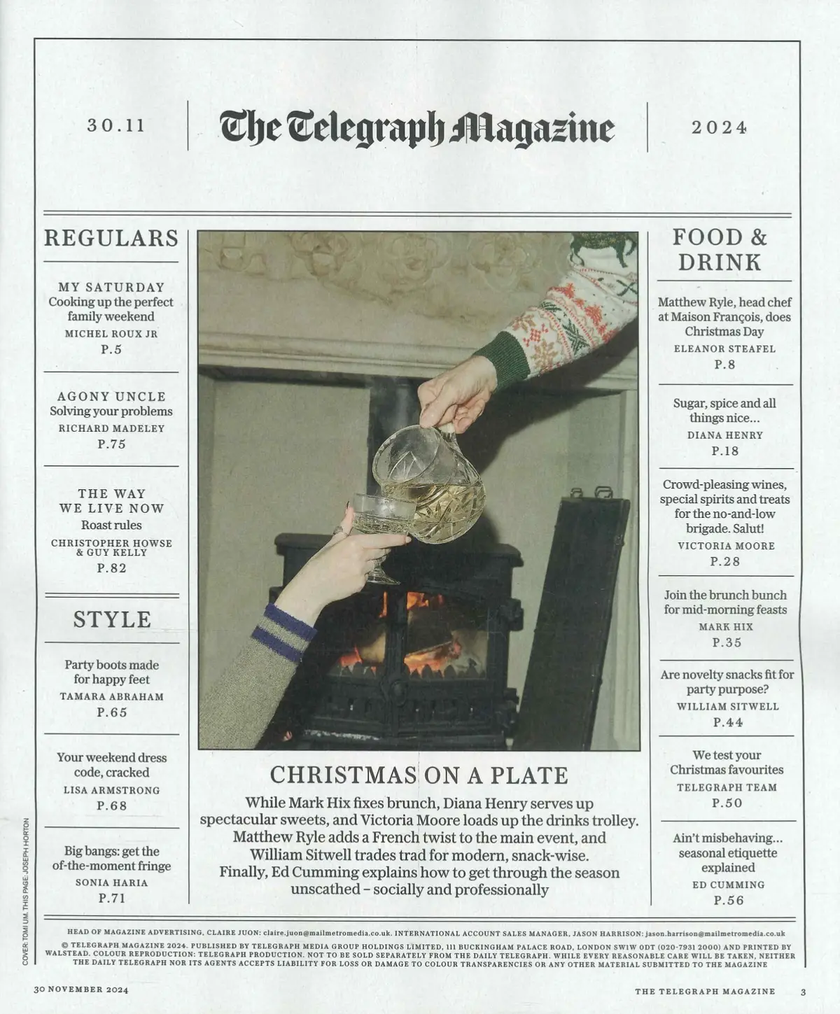 Telegraph Magazine: Christmas Food Special, Michel Roux Jr, R. Madeley, 30.11.24 - image 2 | Free standard UK delivery included | Discount Quality Products