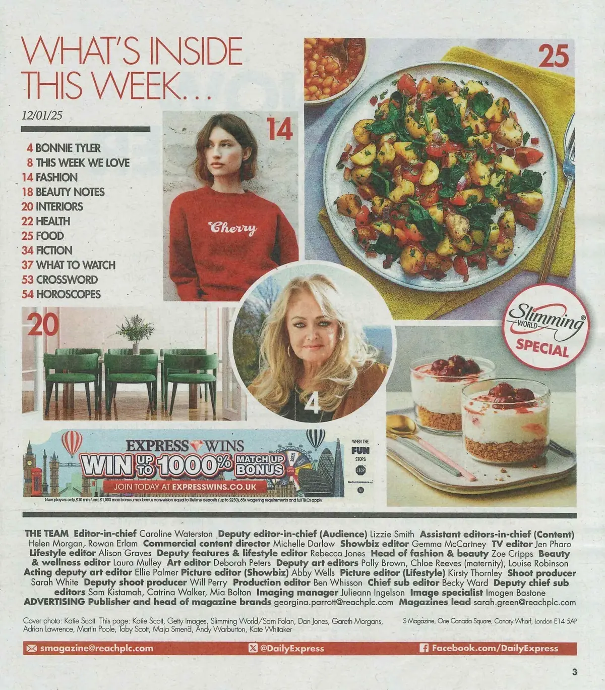 Sunday Express Magazine: Bonnie Tyler, Russell Grant, Fashion, Recipes, 12.1.25 - image 2 | Free standard UK delivery included | Discount Quality Products
