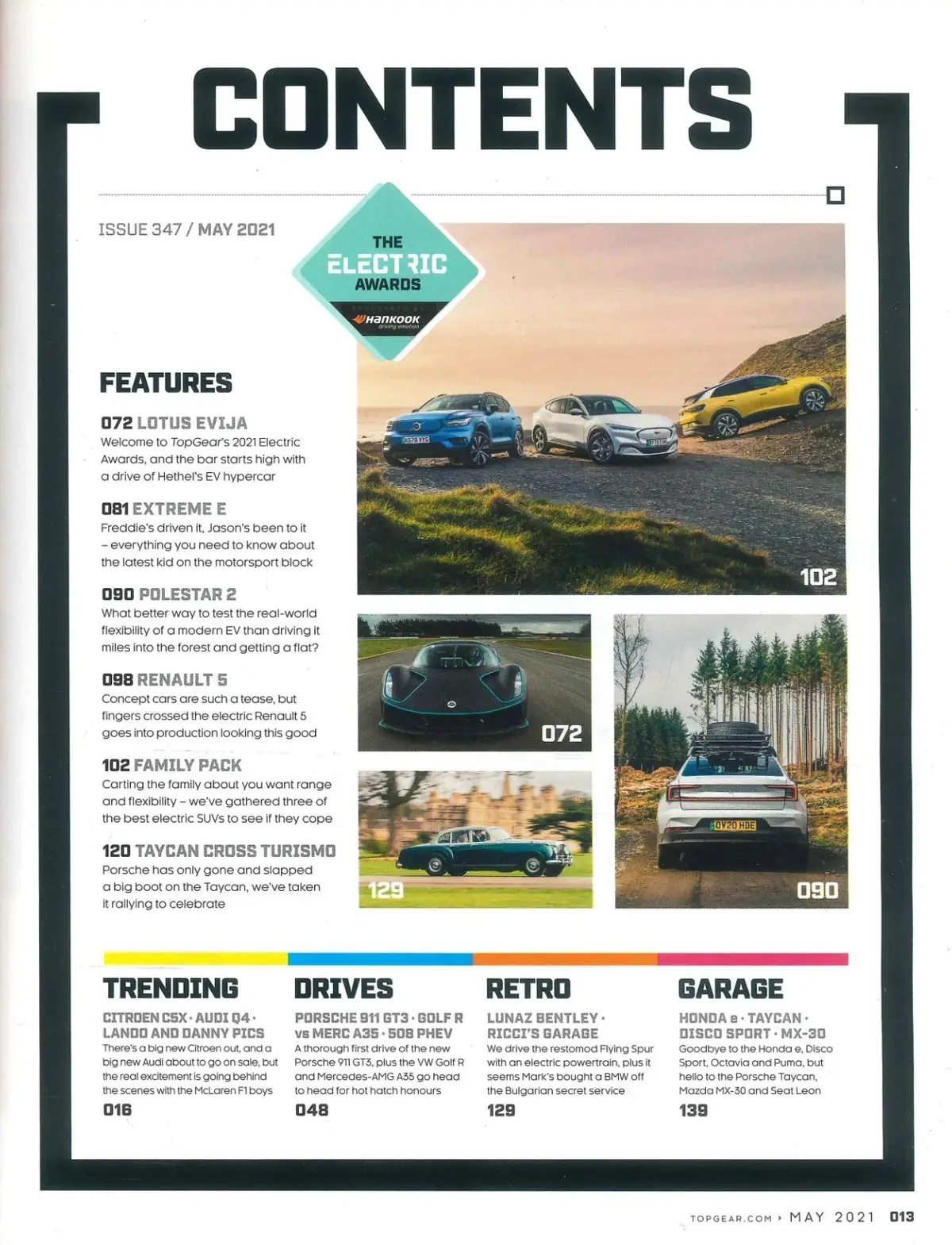 BBC Top Gear Magazine: Issue #347, Electric Awards, May 2021 (Creases & Tear) - image 2 | Free standard UK delivery included | Discount Quality Products