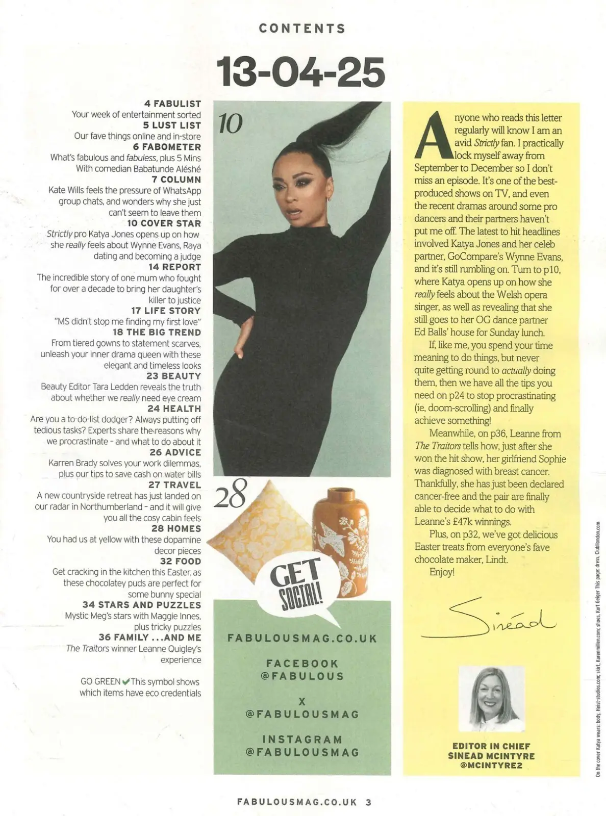 Fabulous Magazine Katya Jones, Babatunde Aleshe, Leanne Quigley, Fashion 13.4.25 - image 2 | Free standard UK delivery included | Discount Quality Products