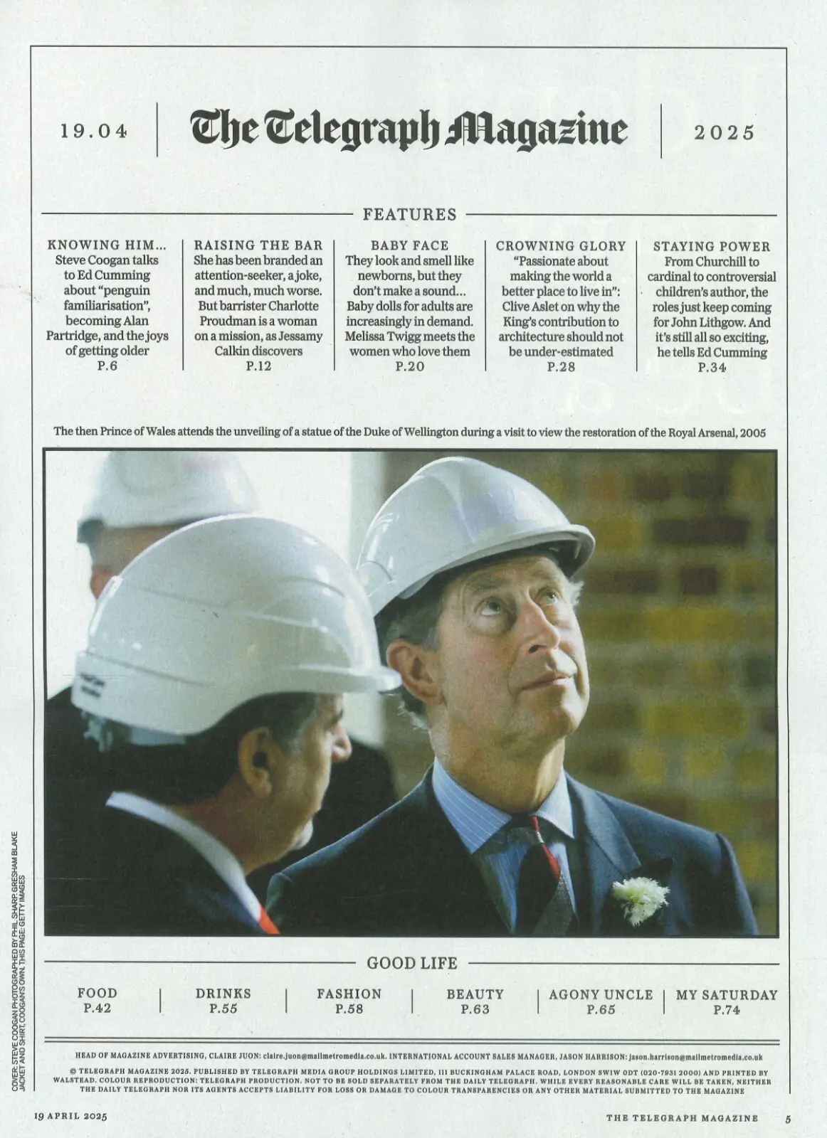 Telegraph Magazine: Steve Coogan, King Charles, John Lithgow, T Robinson 19.4.25 - image 2 | Free standard UK delivery included | Discount Quality Products