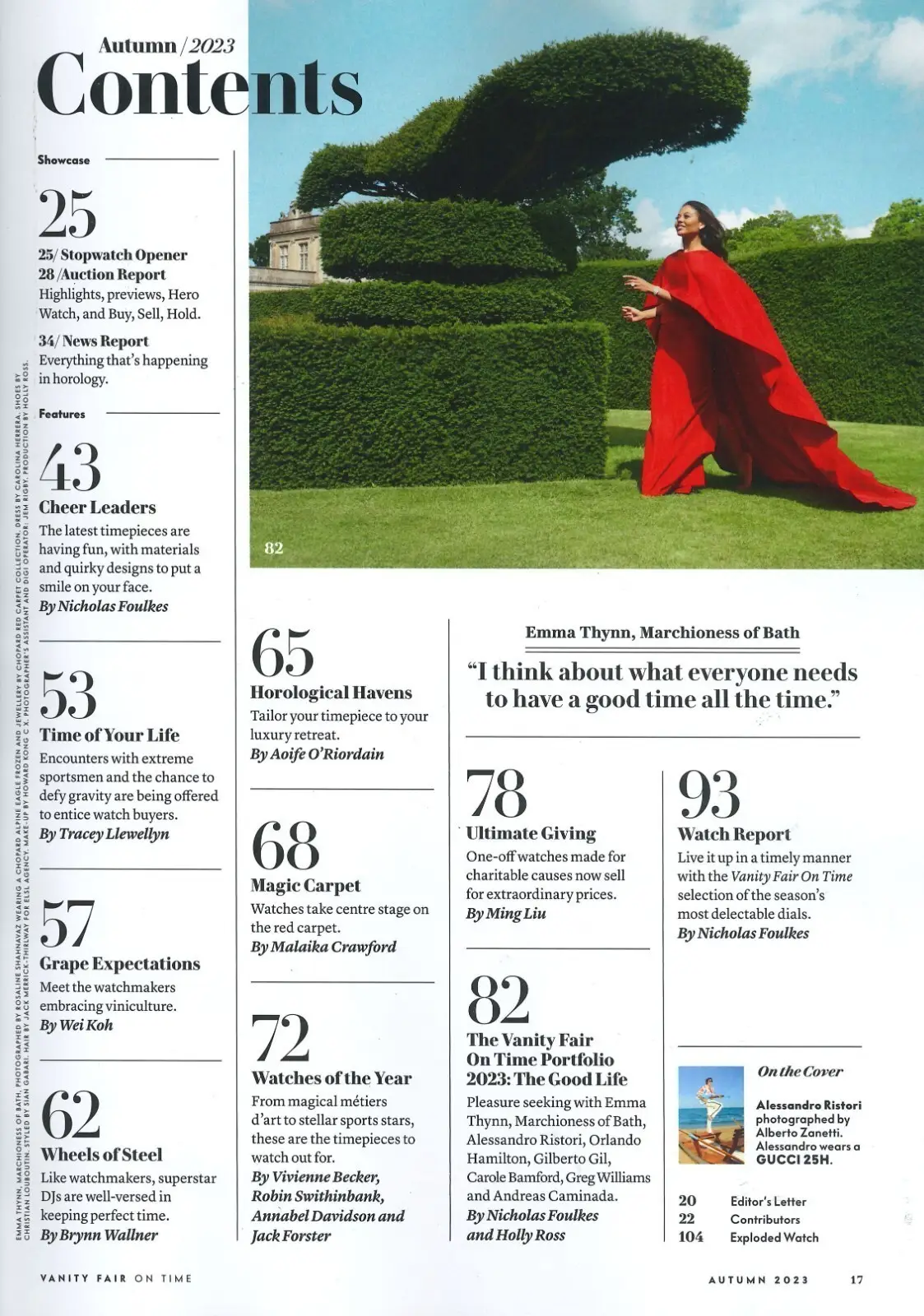 Vanity Fair Magazine On Time Alessandro Ristori, Emma Thynn, Watches Autumn 2023 - image 2 | Free standard UK delivery included | Discount Quality Products