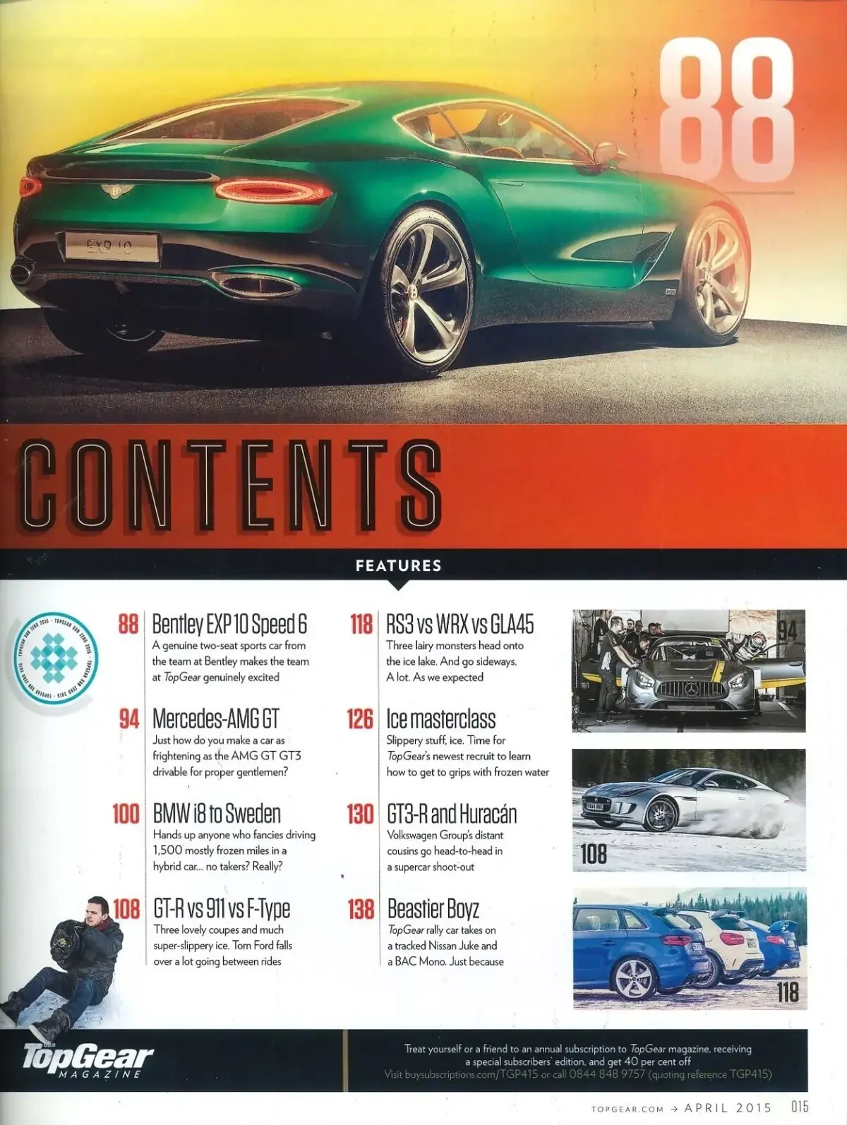 BBC Top Gear Magazine Issue #268, Bentley, BMW i8, Audi R8, Aston, April 2015 - image 2 | Free standard UK delivery included | Discount Quality Products