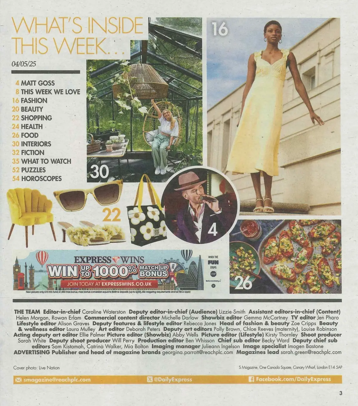 Sunday Express Magazine: Matt Goss, Tom Kerridge, Celebrity Gardens, 4.5.25 - image 2 | Free standard UK delivery included | Discount Quality Products