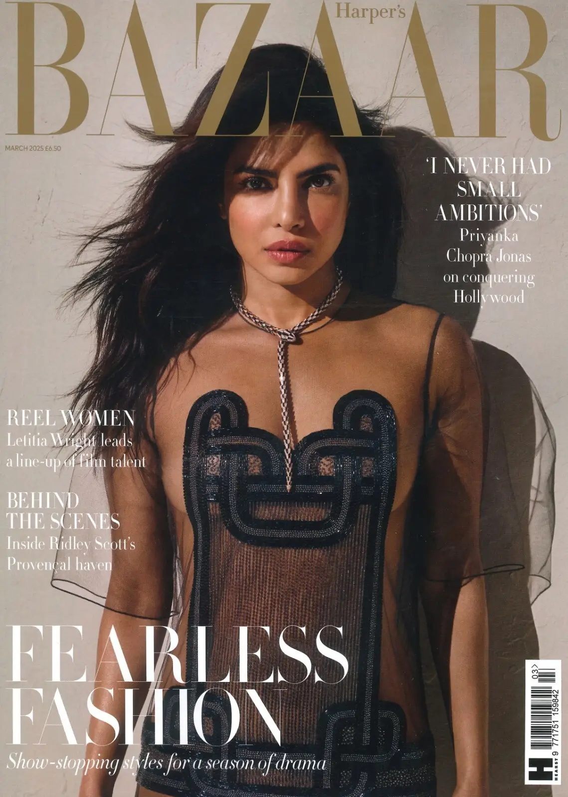 Harper's Bazaar Magazine Priyanka Chopra, Letitia Wright, Mia McKenna March 2025