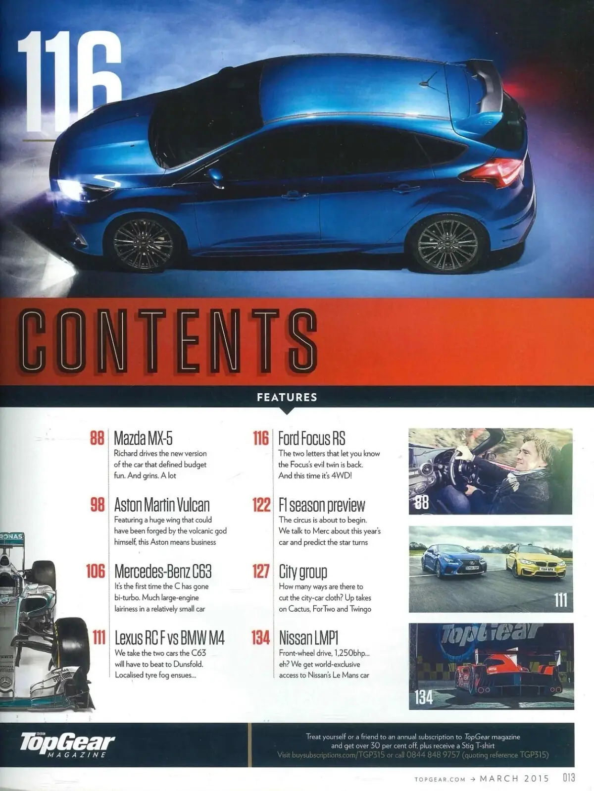 BBC Top Gear Magazine: Issue #267, Ford Focus RS, Aston Martin, BMW, March 2015 - image 2 | Free standard UK delivery included | Discount Quality Products