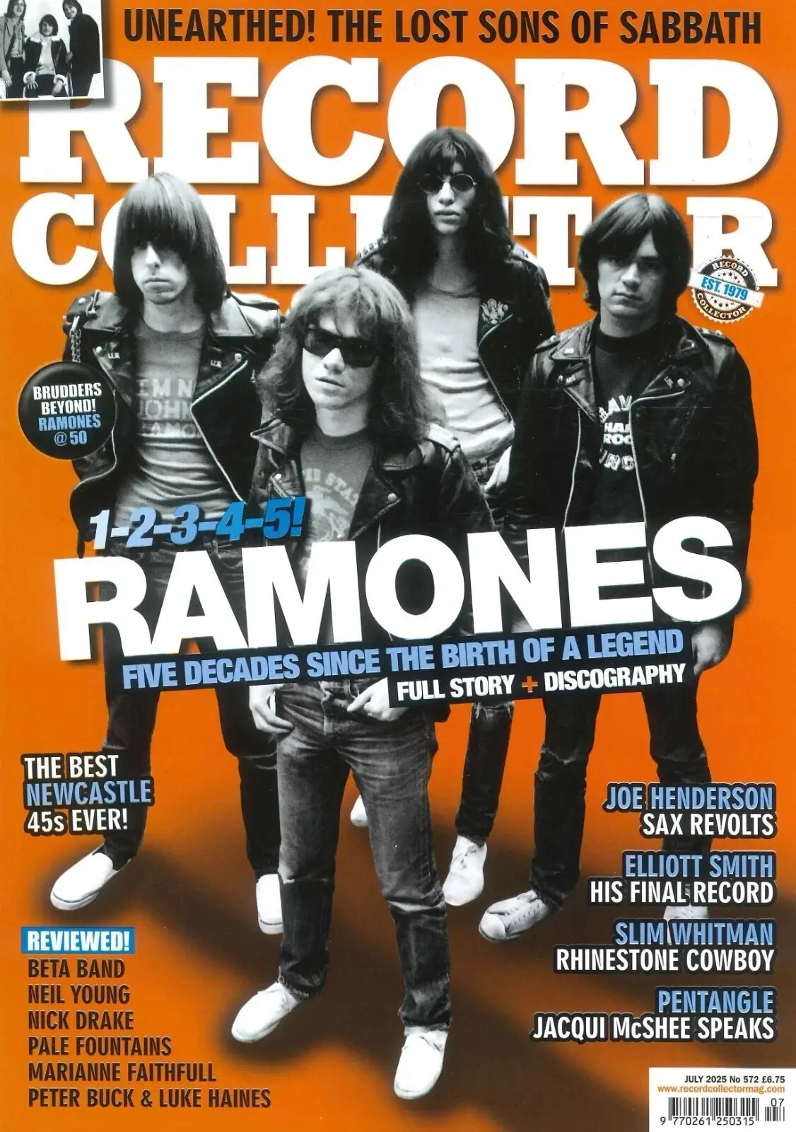 Record Collector Magazine: Ramones 50th Anniversary, Neil Young, Rock, July 2025