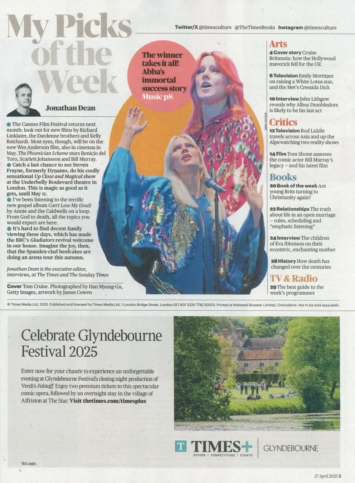 Sunday Times Culture Magazine: Tom Cruise, Emily Mortimer, ABBA, Film, 27.4.25 - image 2 | Free standard UK delivery included | Discount Quality Products