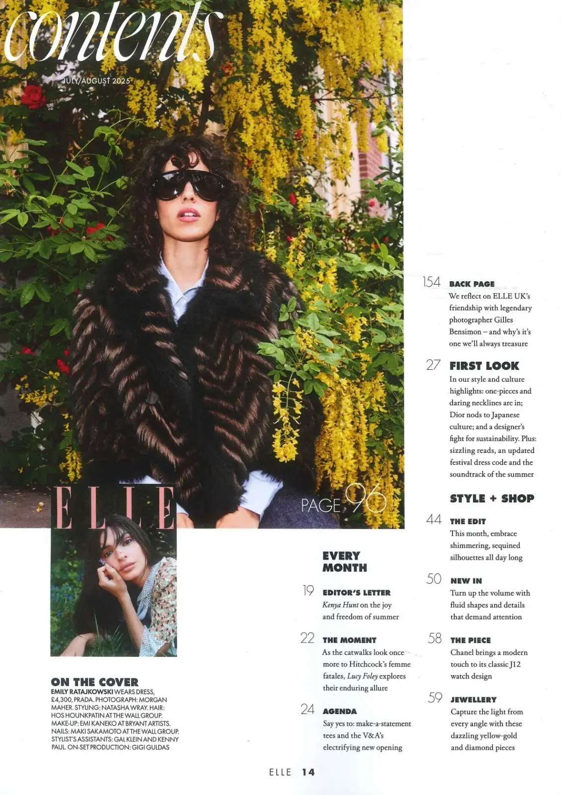 Elle Magazine: Emily Ratajkowski, Tati Gabrielle, Hannah Hampton, July/Aug 2025 - image 2 | Free standard UK delivery included | Discount Quality Products