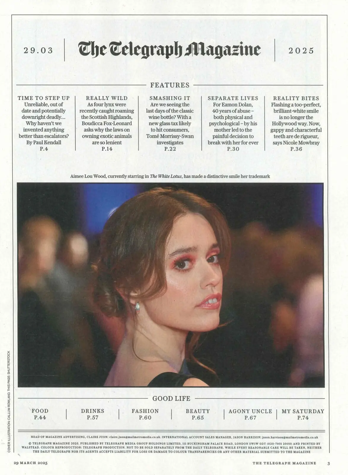 Telegraph Magazine: Aimee Lou Wood, Timothee Chalamet, Elton John, Dafoe 29.3.25 - image 2 | Free standard UK delivery included | Discount Quality Products