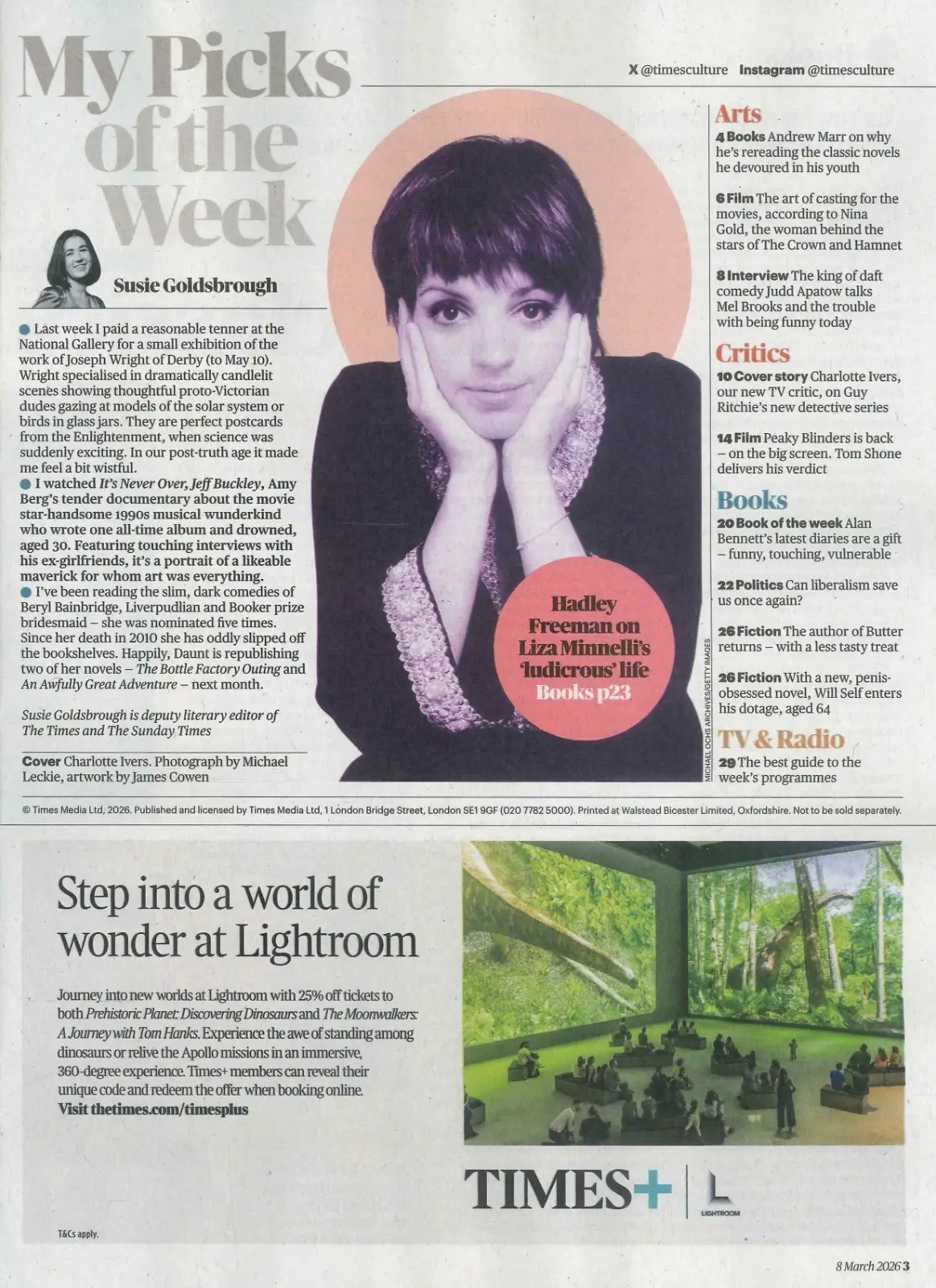 Sunday Times Culture Magazine: Liza Minnelli, Mel Brooks, Charlotte Ivers 8.3.26 - image 3 | Free standard UK delivery included | Discount Quality Products