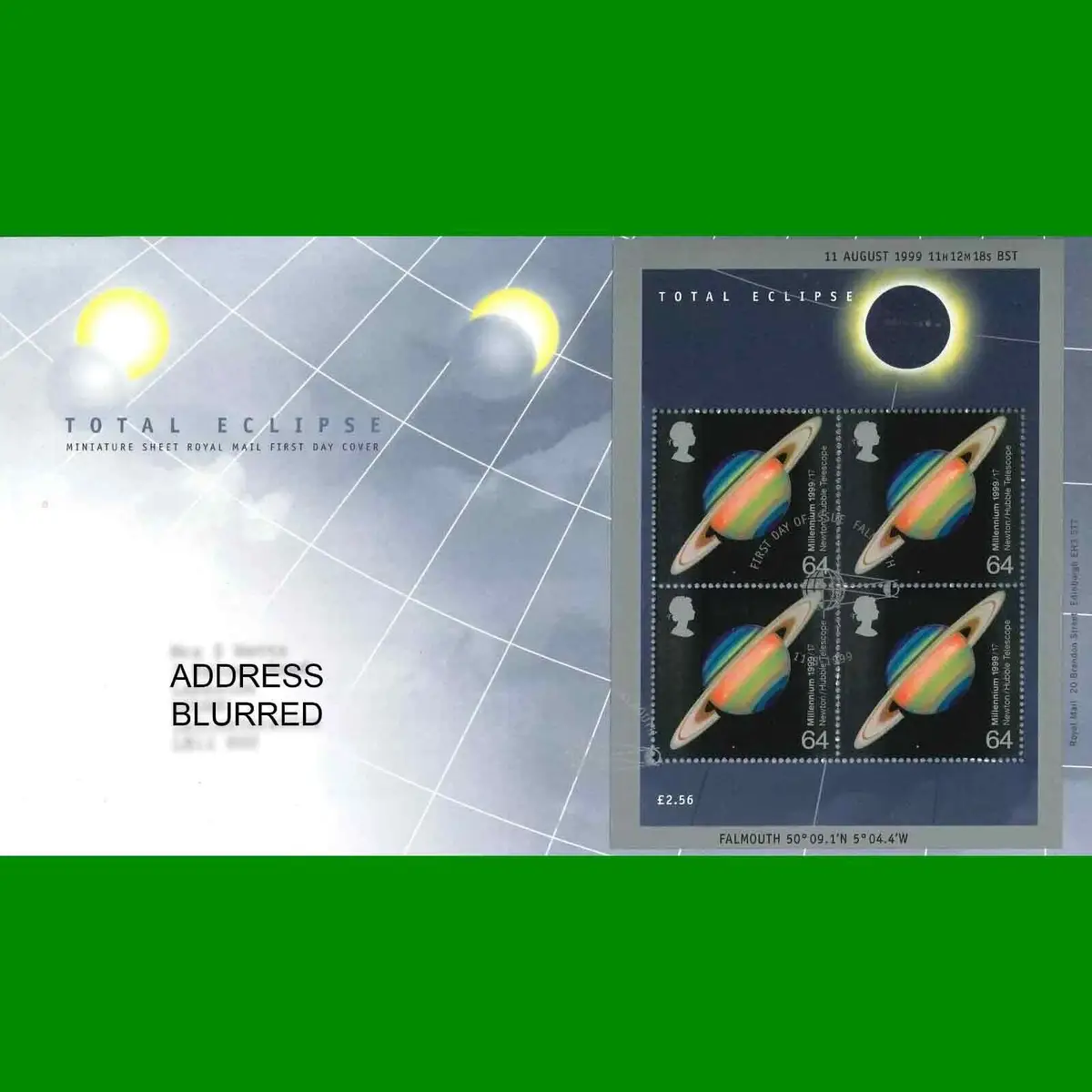 FDC Total Eclipse Commemorative Royal Mail First Day Cover Stamps, 11.8.1999