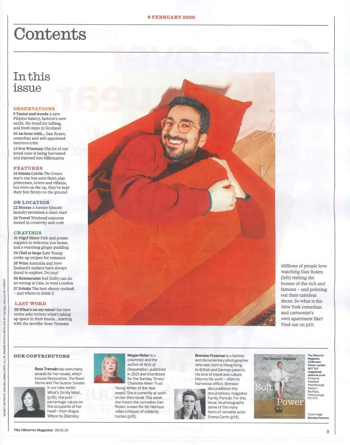 Observer Magazine: Emma Corrin, Dan Rosen, Rose Tremain, Nigel Slater, 8.2.26 - image 3 | Free standard UK delivery included | Discount Quality Products