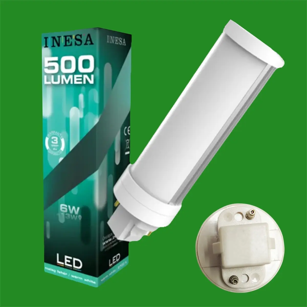 2x 6W =13W LED Retrofit PLT Rotatable G24D 2 Pin Light Bulb, 2700K Warm White