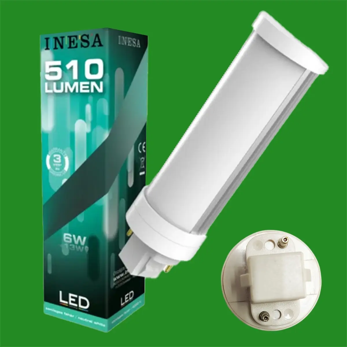 4x 6W =13W LED Retrofit PLT Rotatable G24D 2 Pin Light Bulb, 4000K Cool White