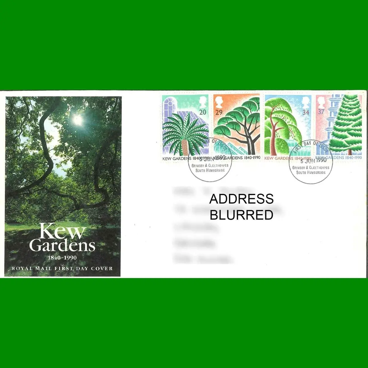 FDC Kew Gardens 150th Anniversary Royal Mail First Day Cover Stamp, 5.6.1990