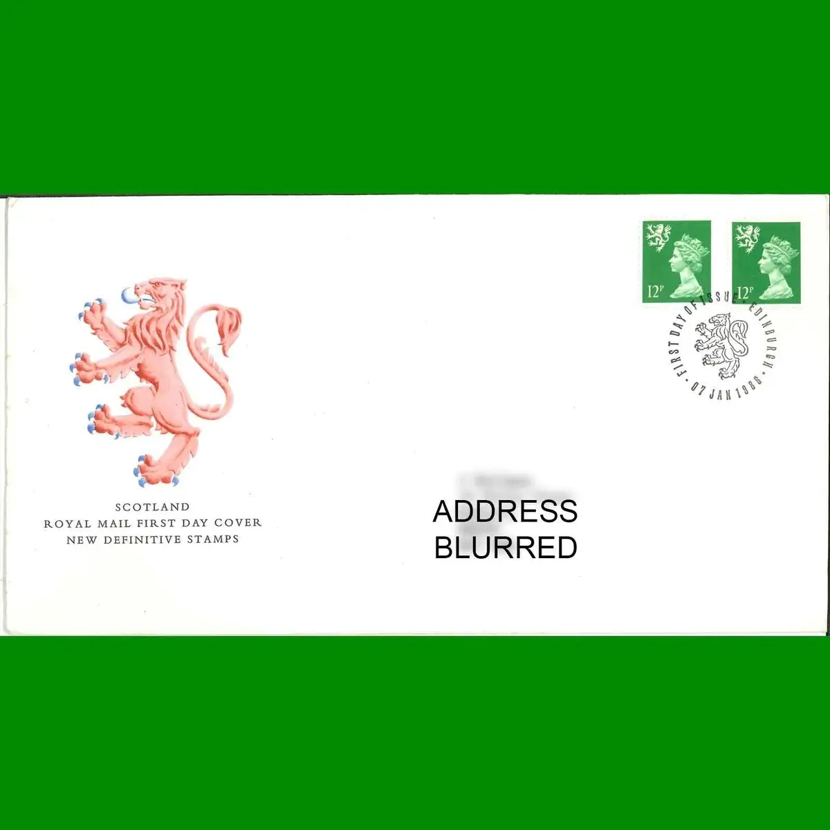 FDC Scotland Regional Definitive Royal Mail First Day Cover Stamps, 7.1.1986
