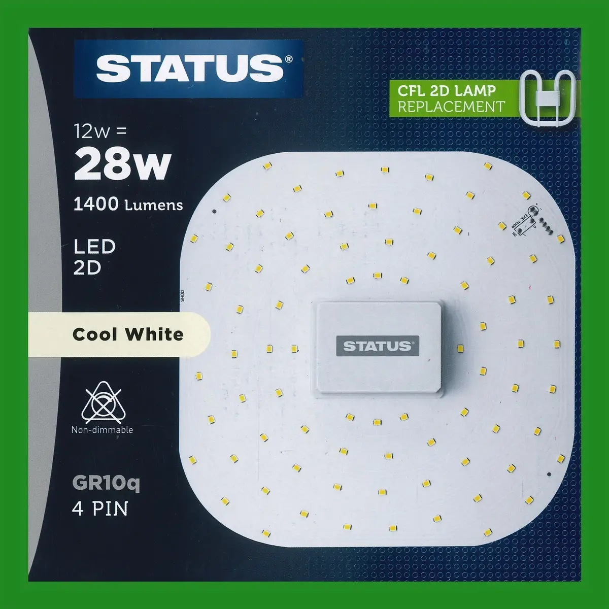 1x 12W =28W Replacement LED GR10Q 4 pin 4000K Cool White 2D Light Bulb Double D