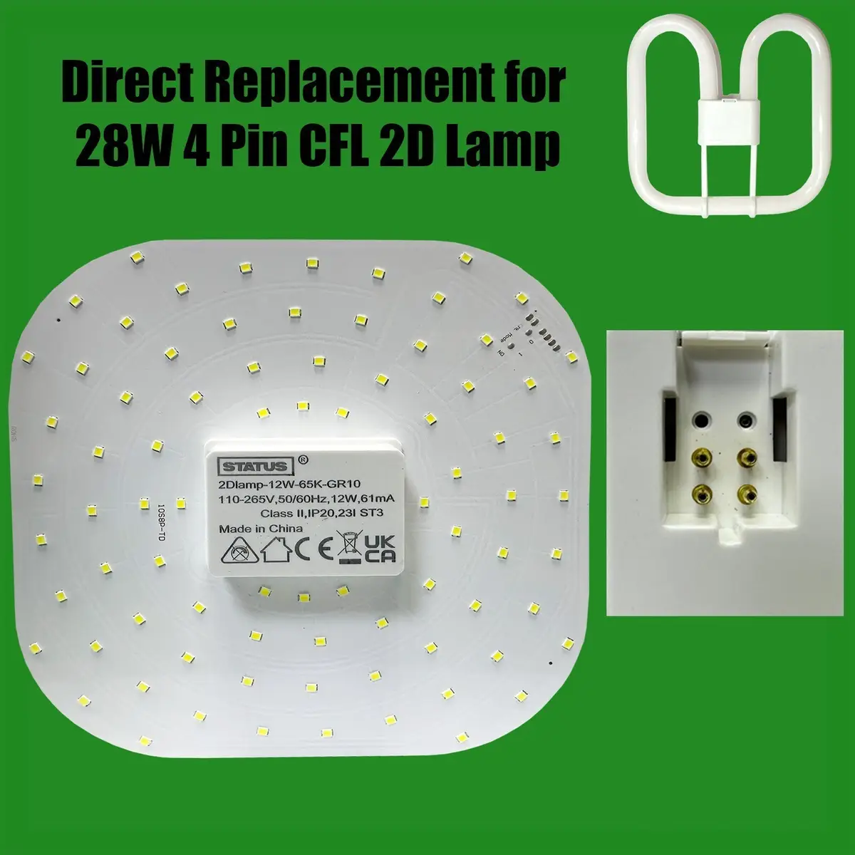 2x 12W =28W Replacement LED GR10Q 4 pin 2700K Warm White 2D Light Bulb Double D - image 2 | Free standard UK delivery included | Discount Quality Products