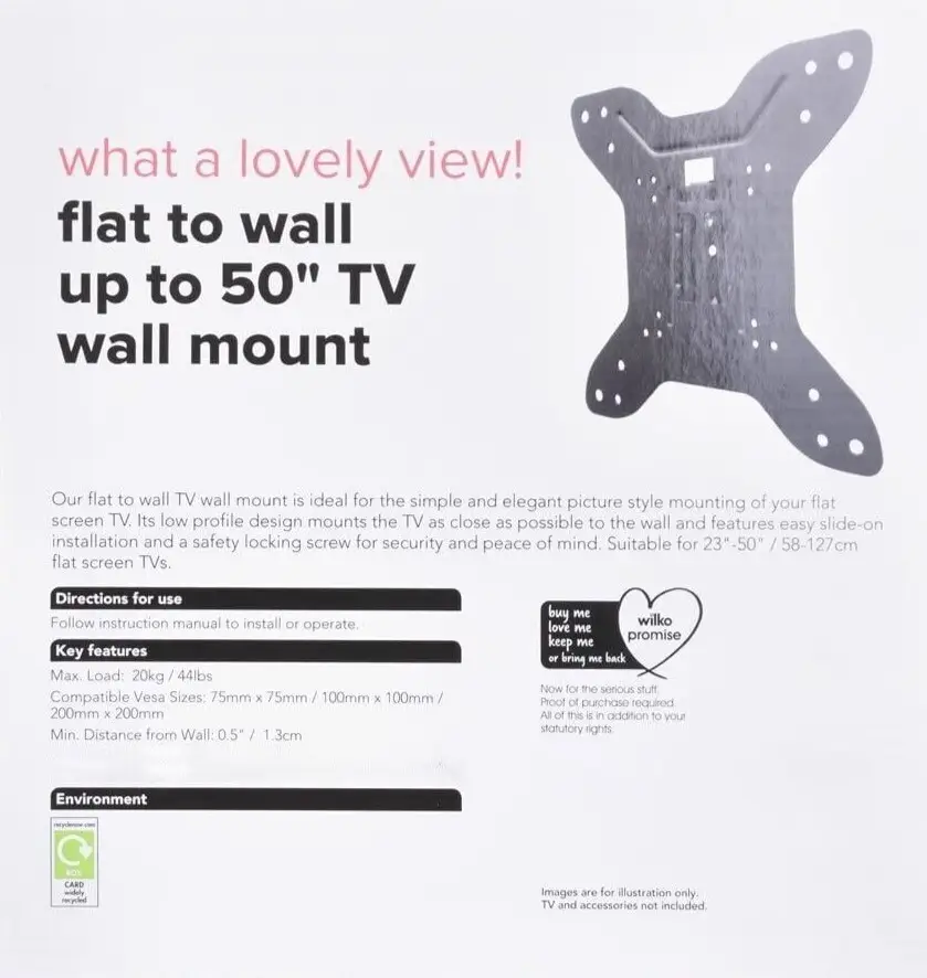 Universal Slim Flat to Wall TV VESA Mount Bracket for 23" 32" 42" 47" 50" inch - image 5 | Free standard UK delivery included | Discount Quality Products