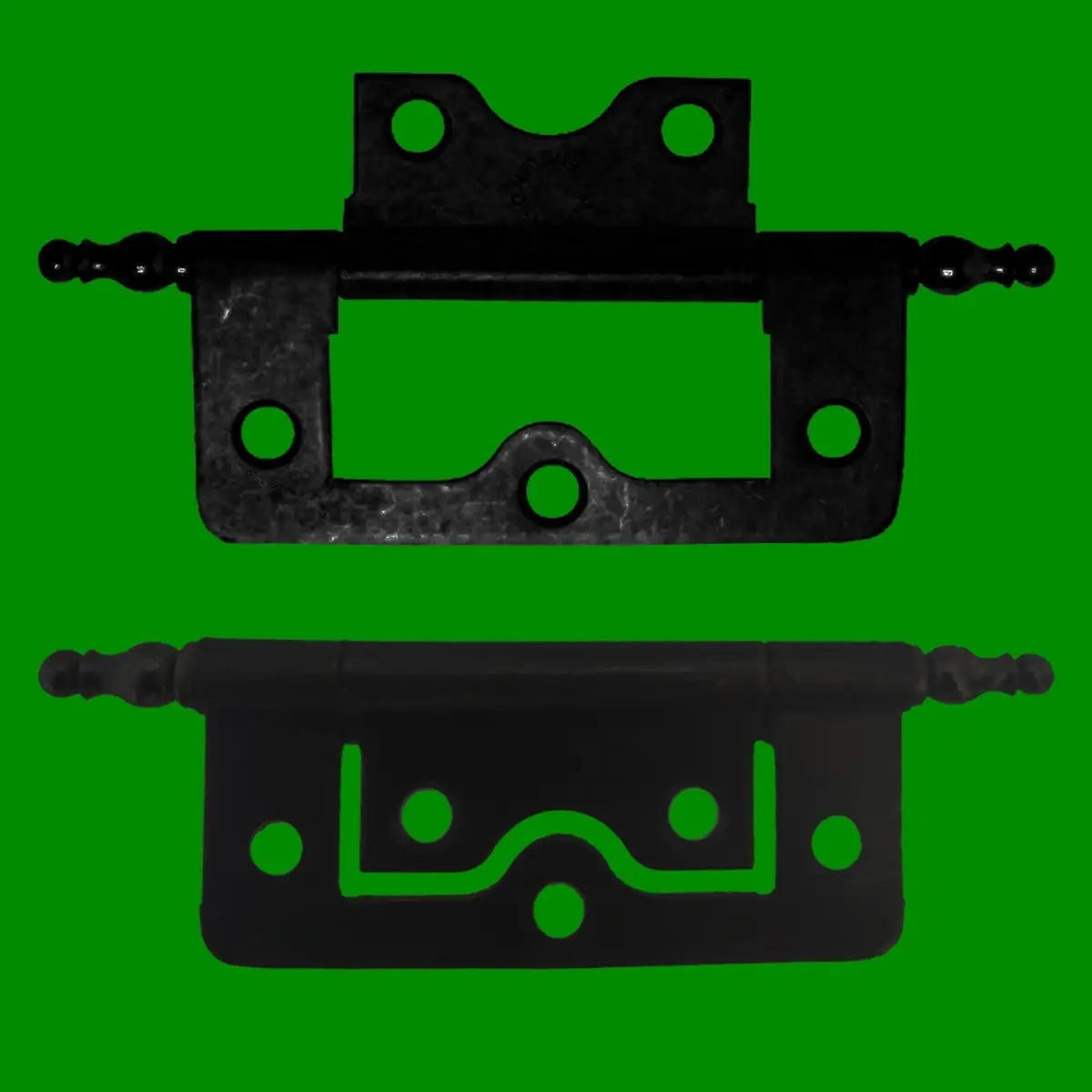2x 60mm x 27mm Semi Concealed Decorative Black Hurling Flush Hinge, Cabinet