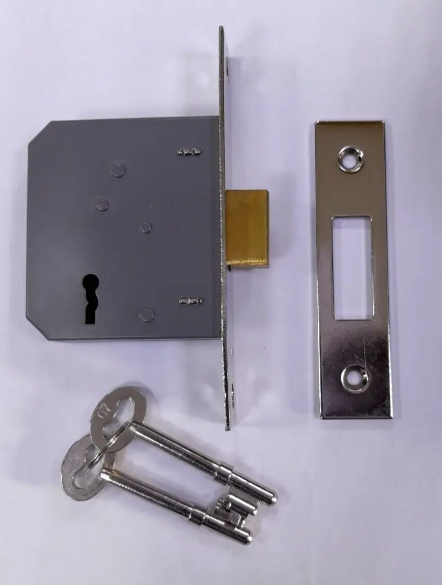 1x 65mm Chrome Plated Mortice Door Lock 3 lever Security