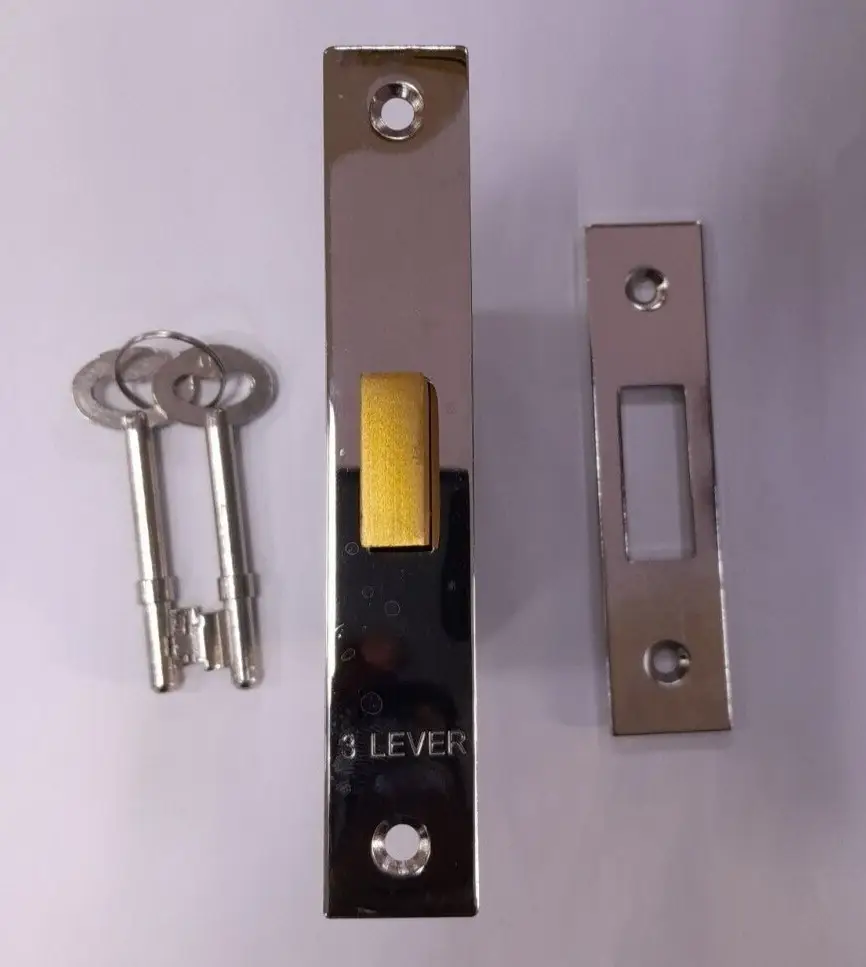 1x 65mm Chrome Plated Mortice Door Lock 3 lever Security - image 3 | Free standard UK delivery included | Discount Quality Products