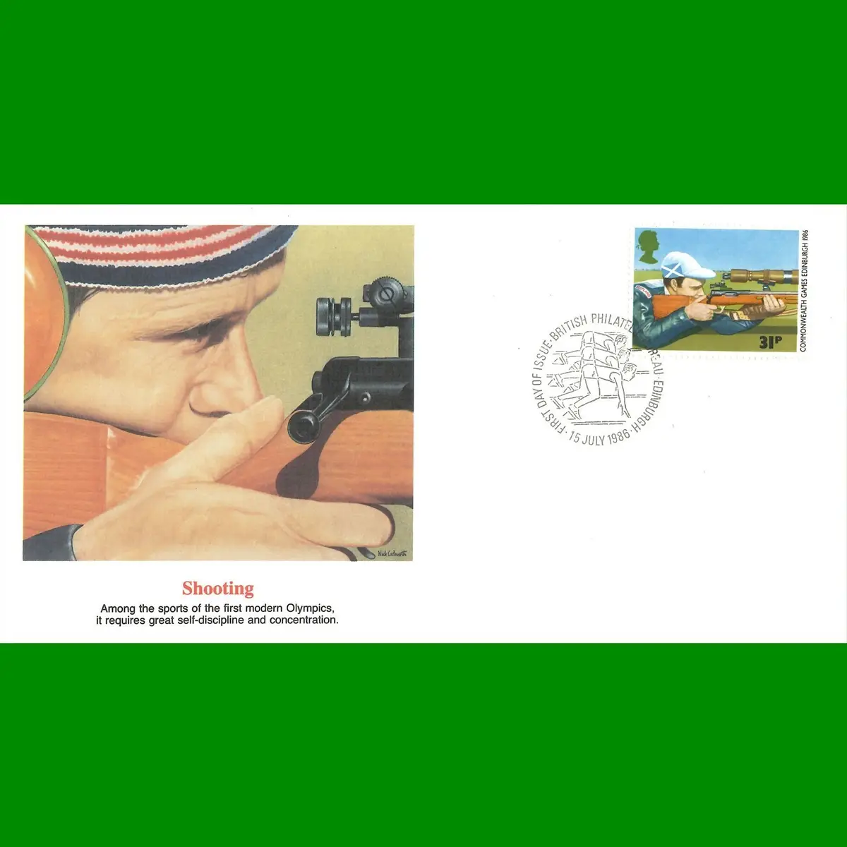 FDC Shooting Sport Commonwealth Commemorative First Day Cover Stamp, 15.7.1986