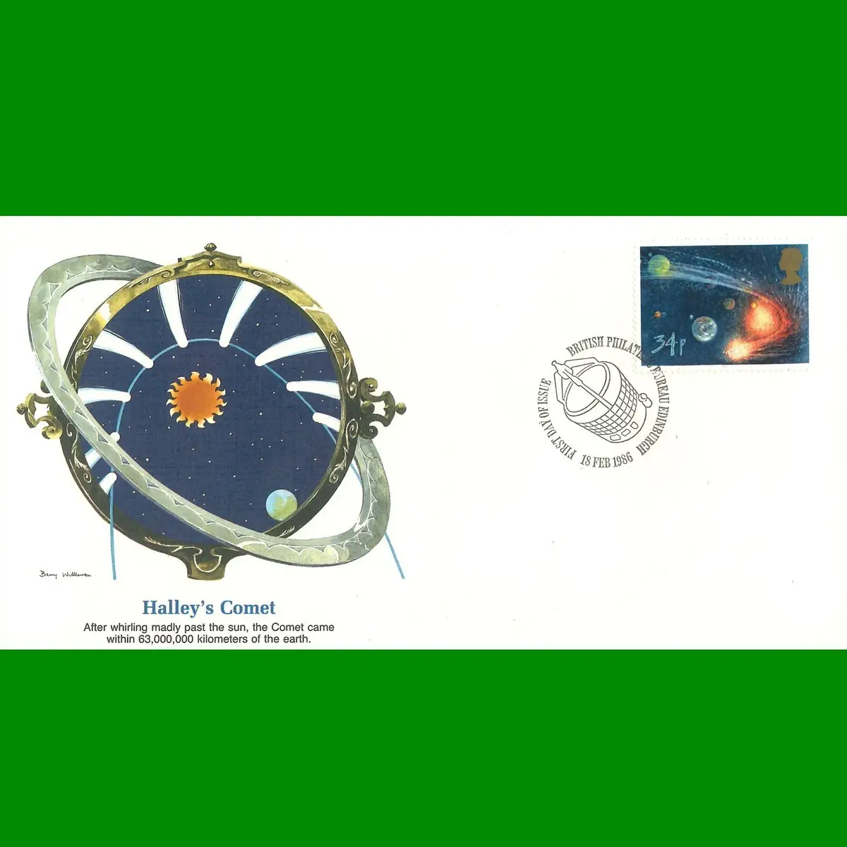 FDC Halley's Comet Space Astronomy Commemorative First Day Cover Stamp 18.2.1986