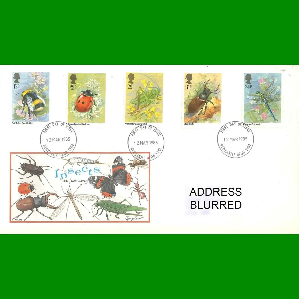 FDC British Insects, Dragonfly, Commemorative First Day Cover Stamps, 12.3.1985