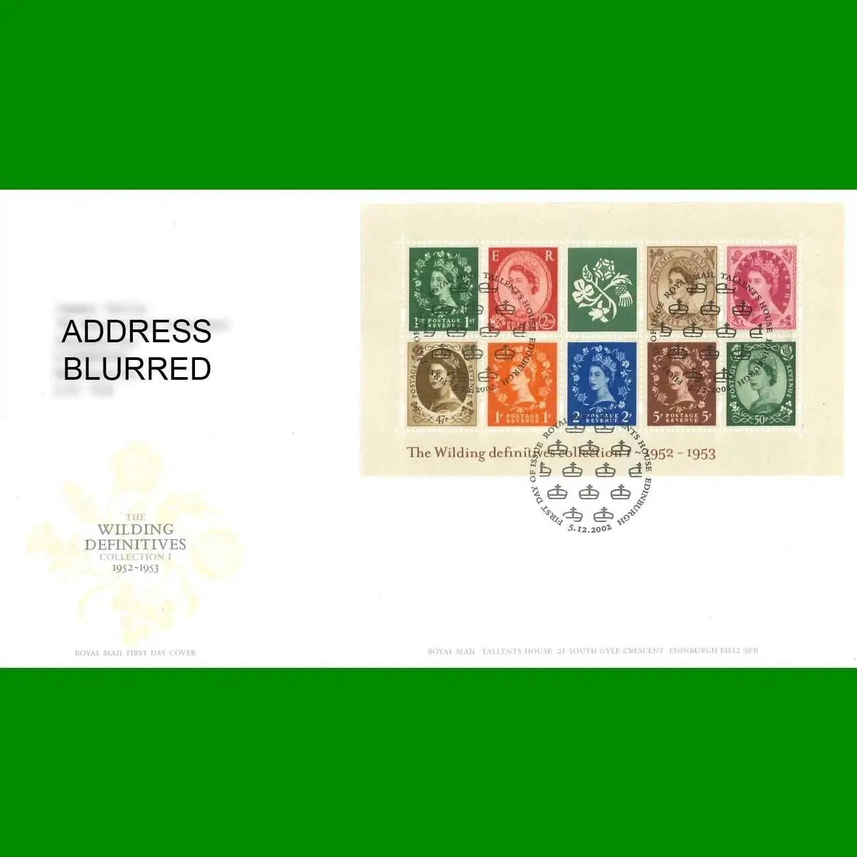 FDC Wilding Definitives Collection I Royal Mail First Day Cover Stamp 5.12.2002
