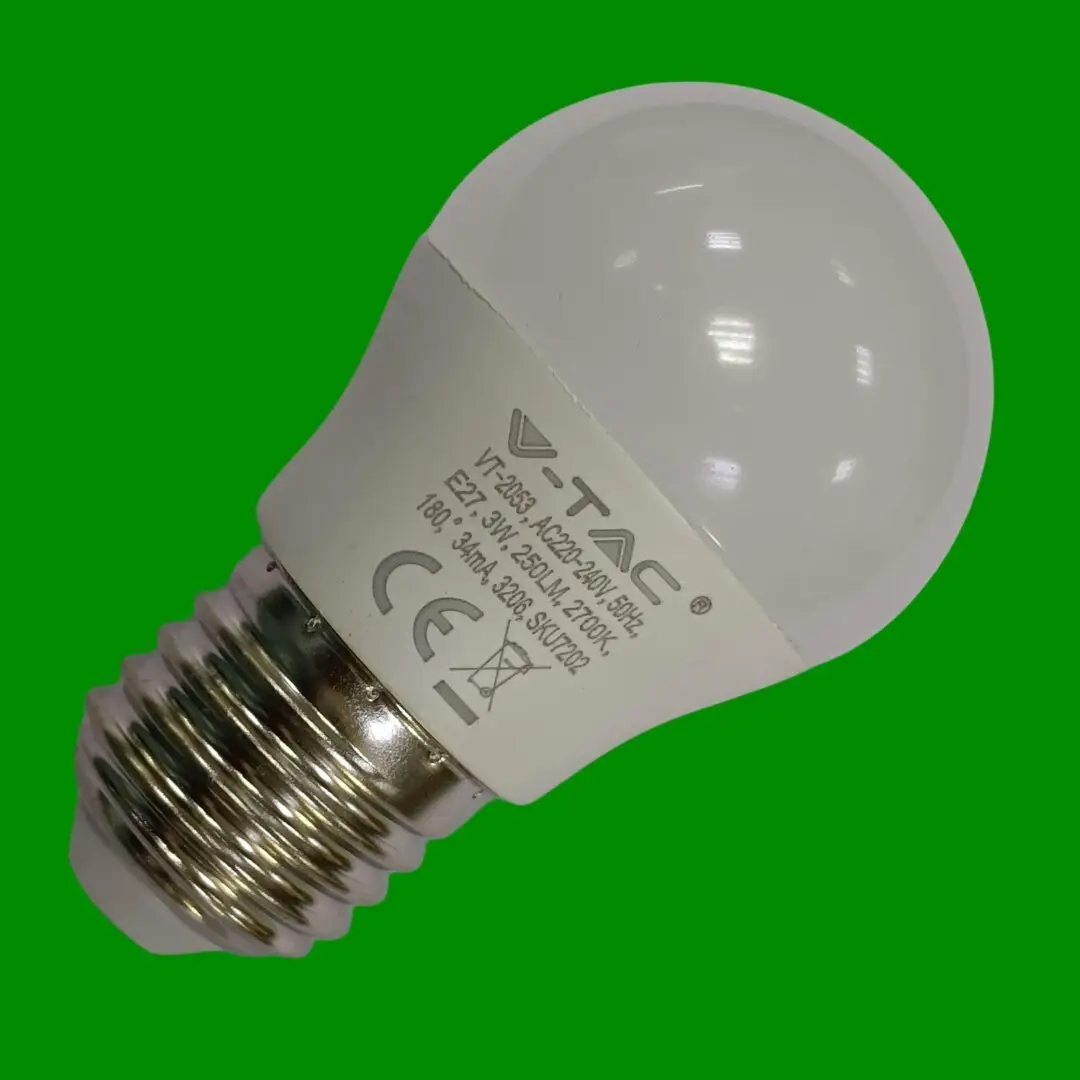1x 3W (=25W) V-TAC LED Golf G45 Round 2700K Warm White Light Bulb, ES, E27 Lamp - image 3 | Free standard UK delivery included | Discount Quality Products