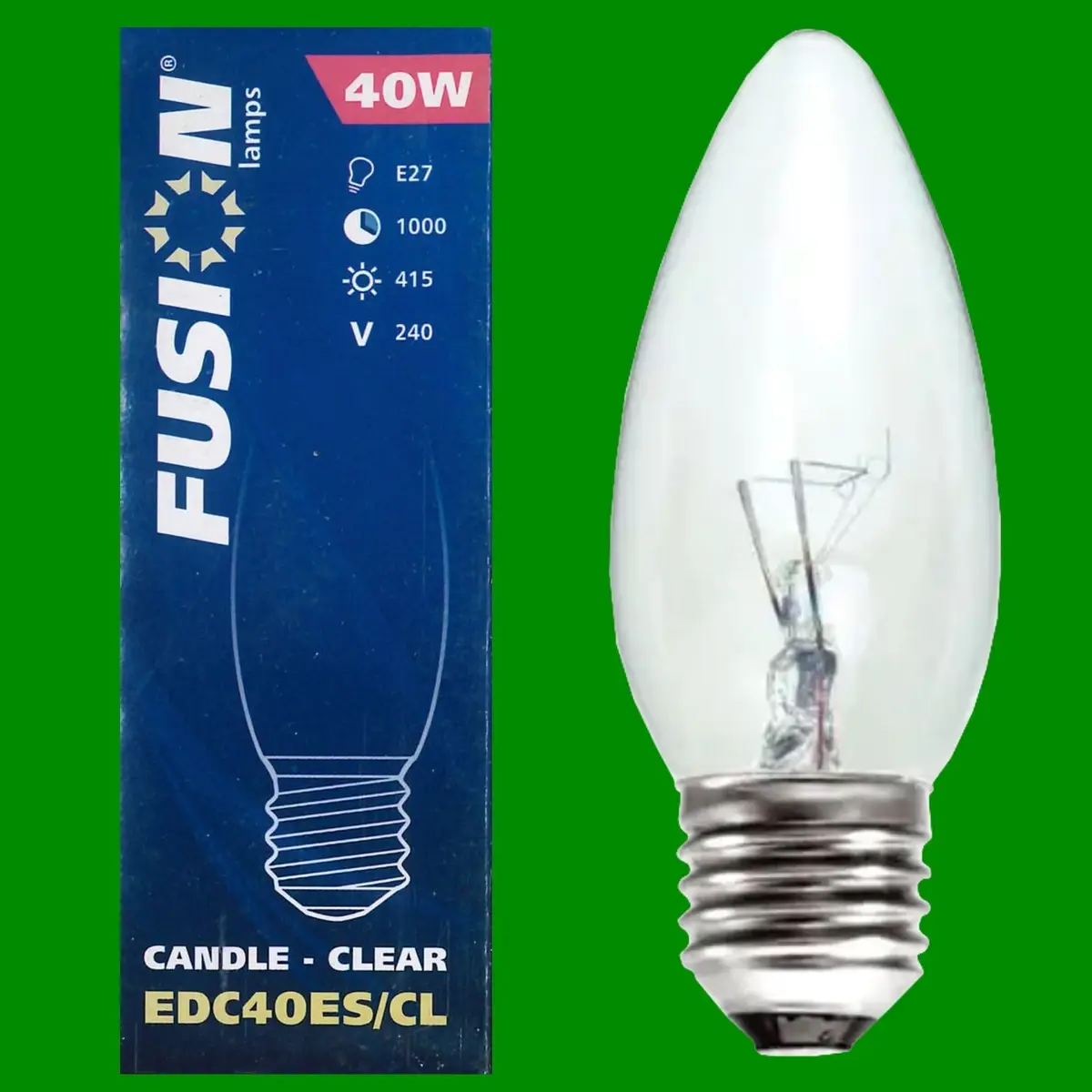 5x 40W Fusion Clear Candle Dimmable Incandescent ES E27 Screw Light Bulb Lamp