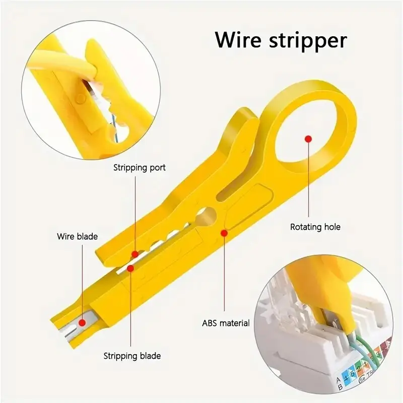 1x Portable Multitool Wire Stripper, Crimping Plier Wiring Tool, Cable Stripping