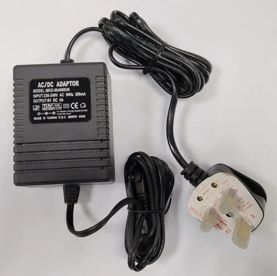 TUV Power Supply AC/DC Adaptor 6V 4A UK 3Pin Plug Charger 3.5mm Tip MKD-064000UK - Free standard UK delivery included | Discount Quality Products