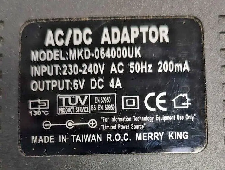 TUV Power Supply AC/DC Adaptor 6V 4A UK 3Pin Plug Charger 3.5mm Tip MKD-064000UK - image 2 | Free standard UK delivery included | Discount Quality Products