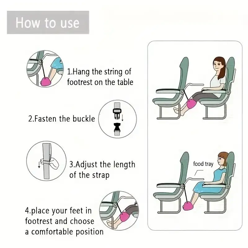 1x Portable Black Nylon Travel Foot Rest Feet, Hanging Adjustable Leg Hammock - image 3 | Free standard UK delivery included | Discount Quality Products