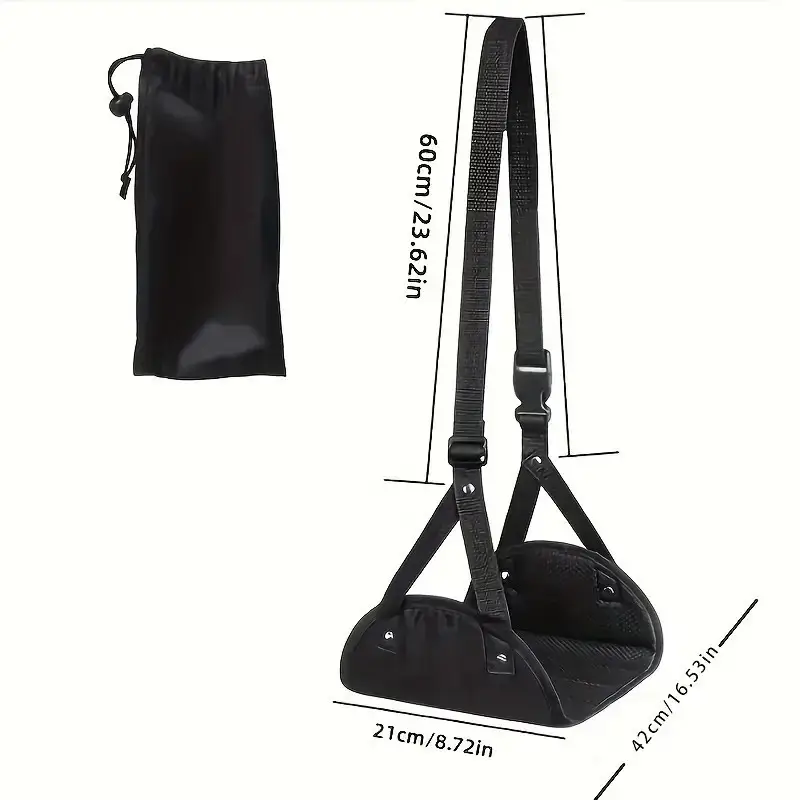 1x Portable Black Nylon Travel Foot Rest Feet, Hanging Adjustable Leg Hammock - image 7 | Free standard UK delivery included | Discount Quality Products