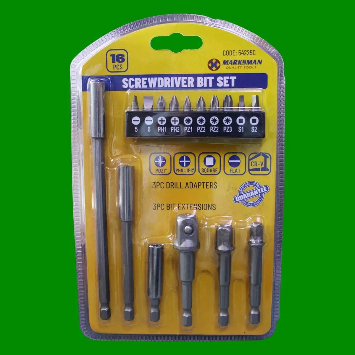 16pcs Screwdriver Bit Set, Pozi, Phillips, Flat, Square, Adapters, Extensions